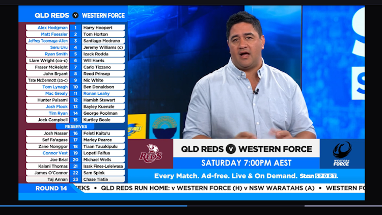 Stan Sport - Queensland Reds v Western Force team news