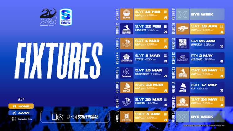 Western Force's 2025 Super Rugby Pacific fixtures revealed!