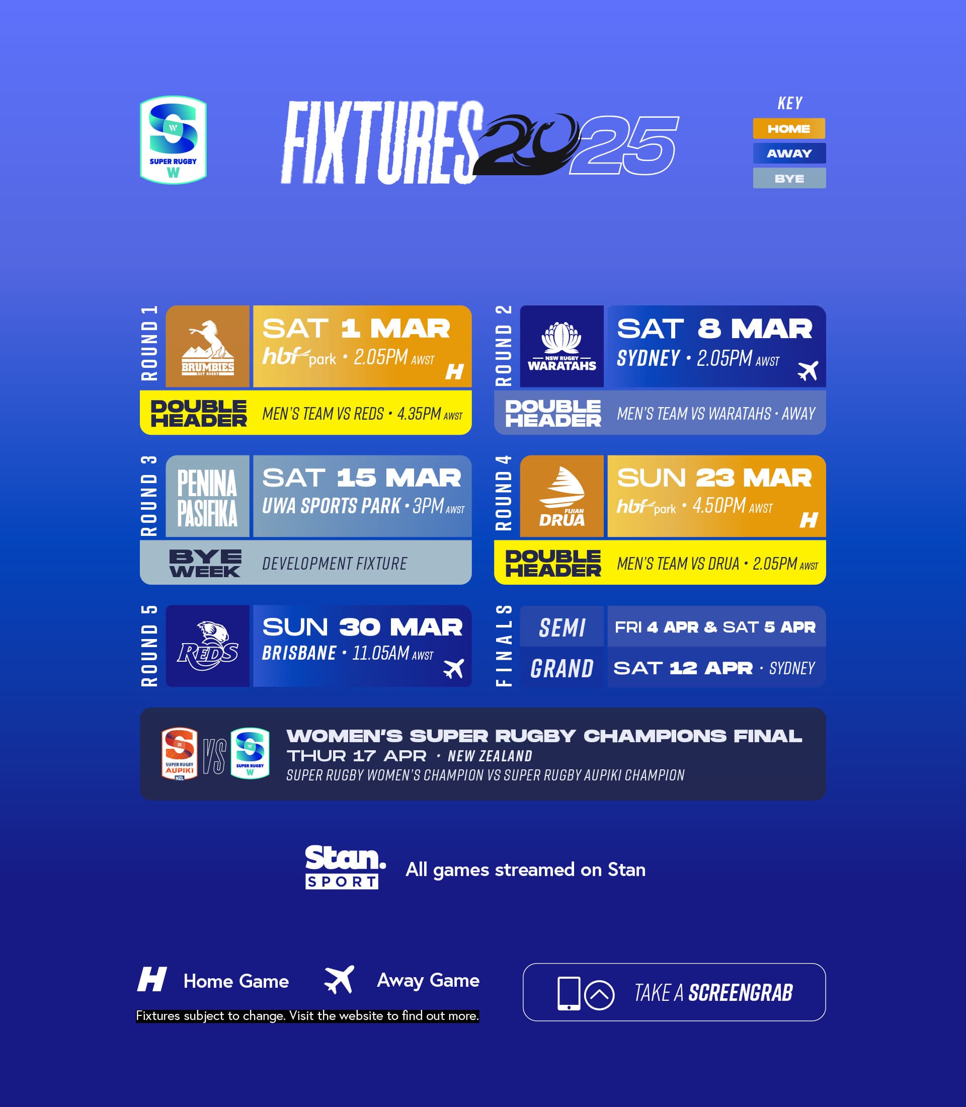 SRW fixtures 2025