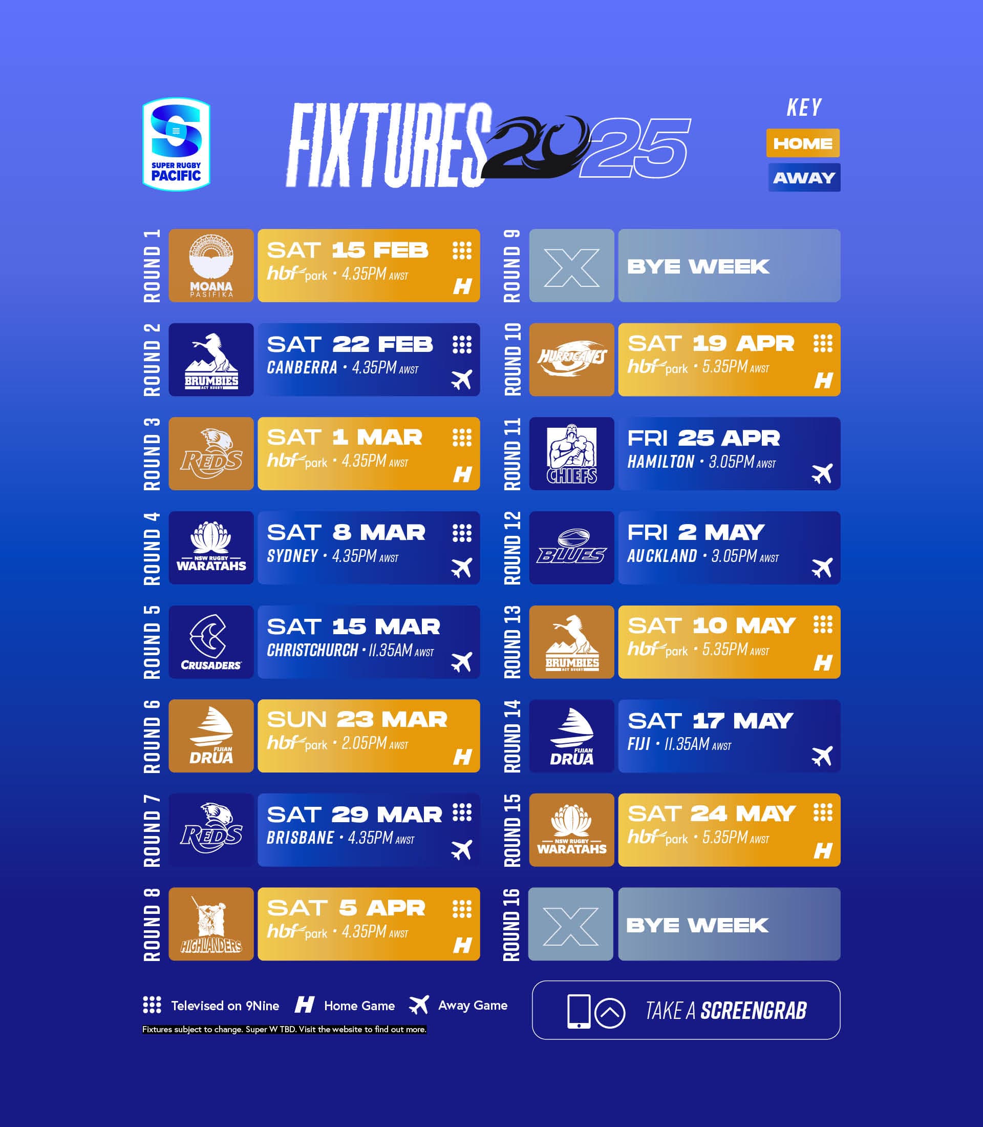 2025 Fixtures