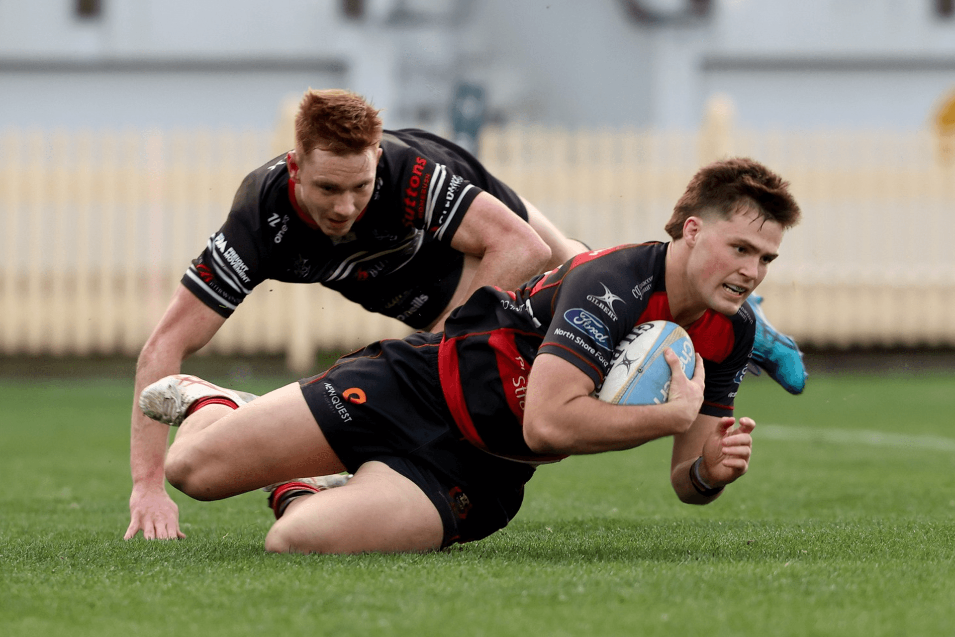 Henry O'Donnell scores for Norths - Photo Credit: Clay Cross / Northern Suburbs Rugby Football Club