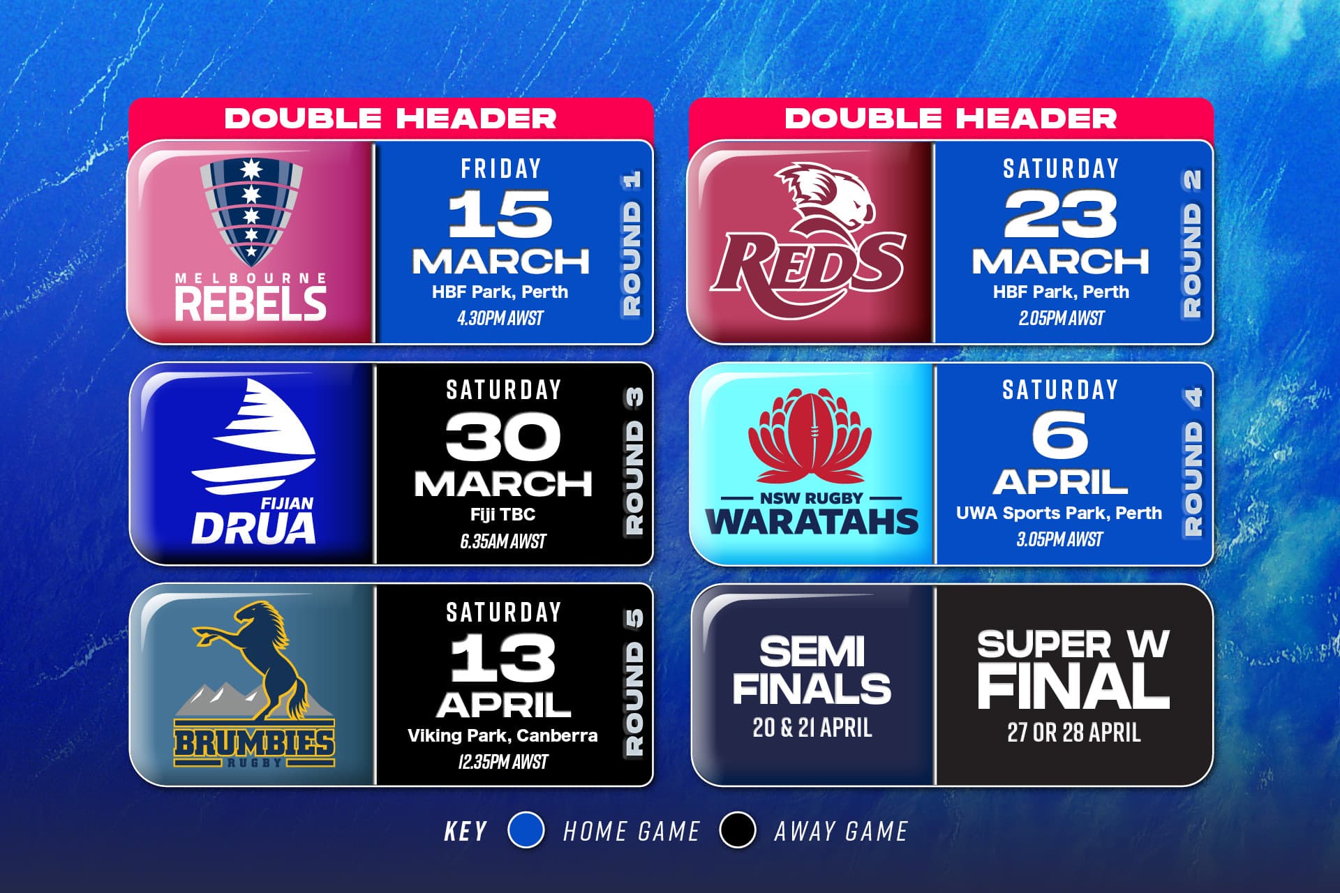 Western Force 2024 Super Rugby Women's fixtures