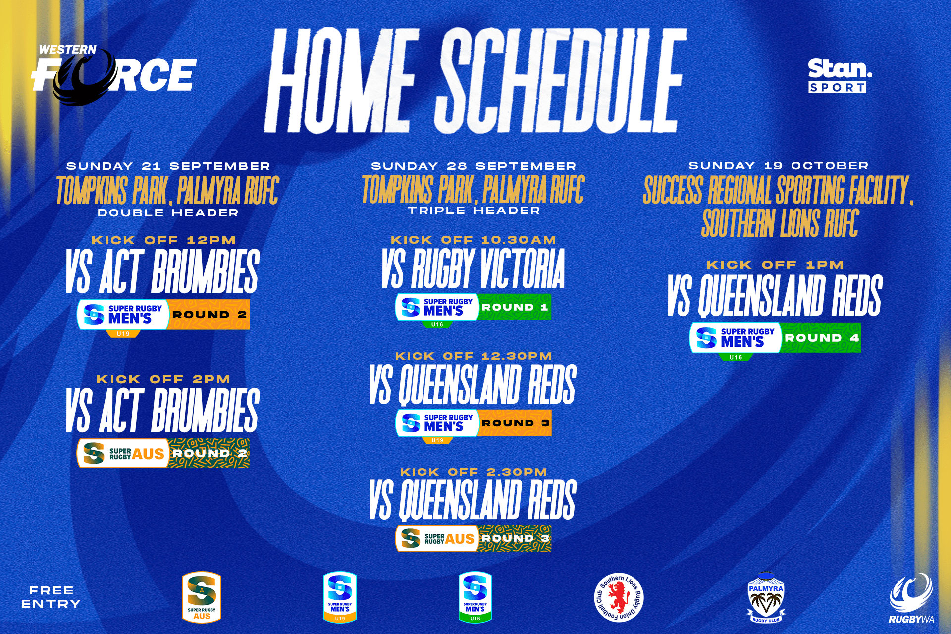 Super Rugby AUS 19s 16s fixtures
