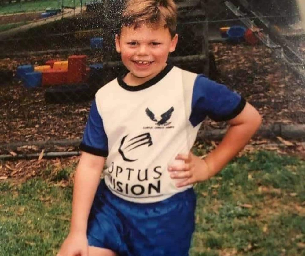 Wells in his first year of rugby 