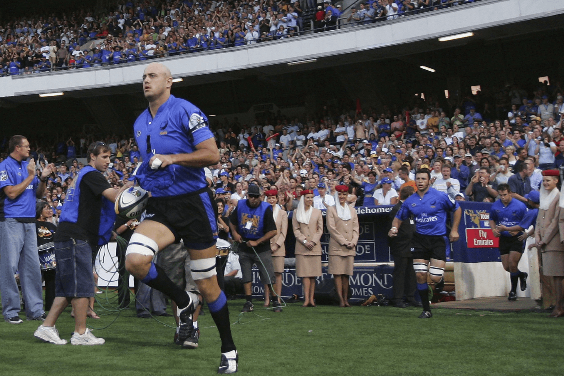 Nathan Sharpe leading out the Force in the Club's first game against the Brumbies in 2006 in front of 38,000 fans at Subiaco Oval